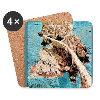 Illustration der Berlengas-Inseln, Peniche - Untersetzer (4er-Set) - Weiß - Vorne