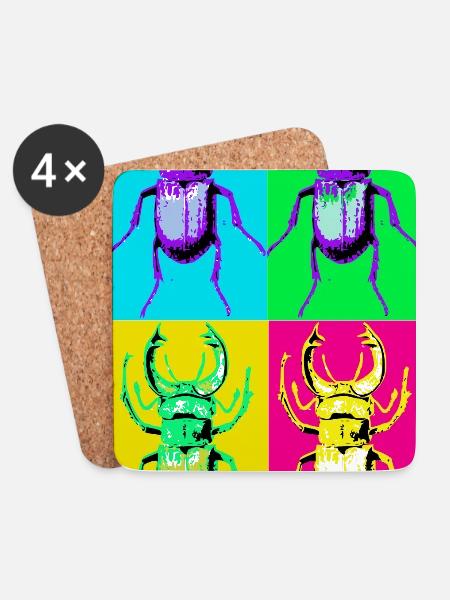 Coleoptera Pop Quadri - Untersetzer (4er-Set) - Weiß