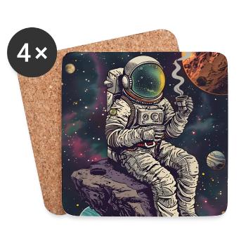 Astronaut auf einem Asteroiden im All - Untersetzer (4er-Set) - Weiß - Vorne