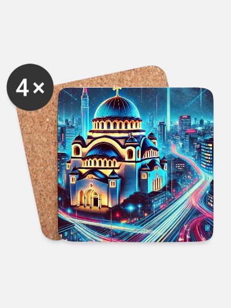 Belgrad Serbien Skyline Design - Untersetzer (4er-Set) - Weiß