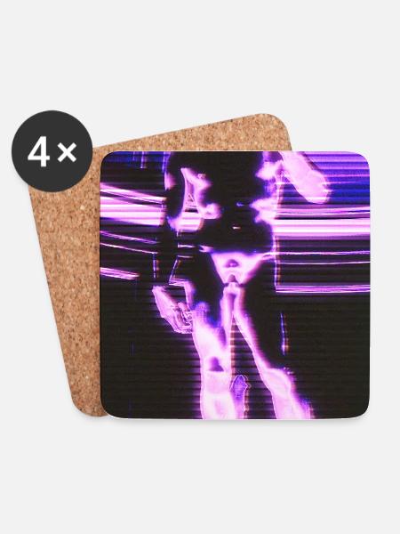 Glitch Futuristische Statue - Untersetzer (4er-Set) - Weiß
