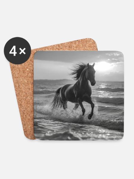 Pferd am Strand - Untersetzer (4er-Set) - Weiß