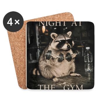 Fitness Raccoon - Night at the Gym - Untersetzer (4er-Set) - Weiß - Vorne