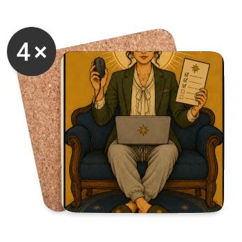 Homeoffice | Remote Work Büro Tarot - Untersetzer (4er-Set) - Weiß - Vorne