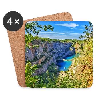 Küstenkanyon Blaues Wasser Panorama - Untersetzer (4er-Set) - Weiß - Vorne