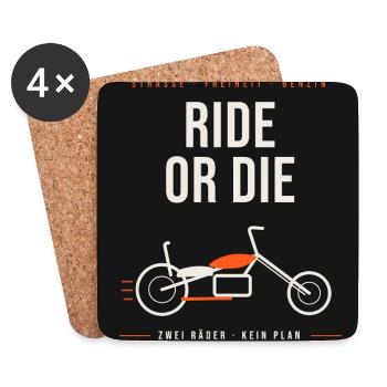 Ride or Die: Zweirad Freiheit - Untersetzer (4er-Set) - Weiß - Vorne