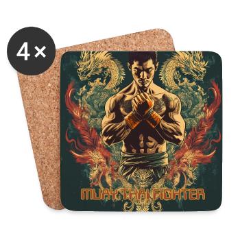 Muay Thai Drachenwut - Untersetzer (4er-Set) - Weiß - Vorne