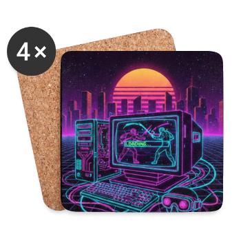 Retro Cyber Gamer - Untersetzer (4er-Set) - Weiß - Vorne