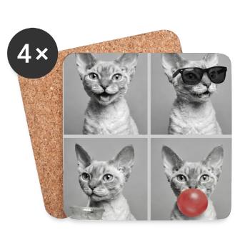 Katzen Devon Rex Katze - Untersetzer (4er-Set) - Weiß - Vorne