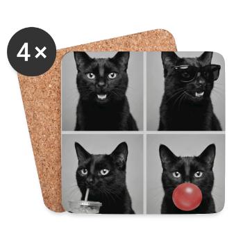 Katzen schwarze Katze - Untersetzer (4er-Set) - Weiß - Vorne