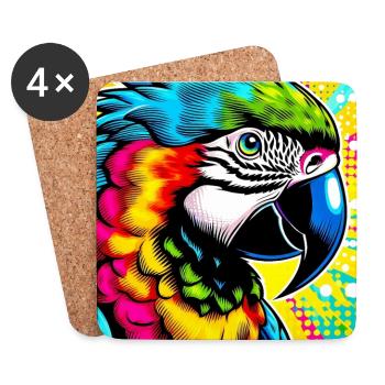 Papagei Pop Art - Untersetzer (4er-Set) - Weiß - Vorne