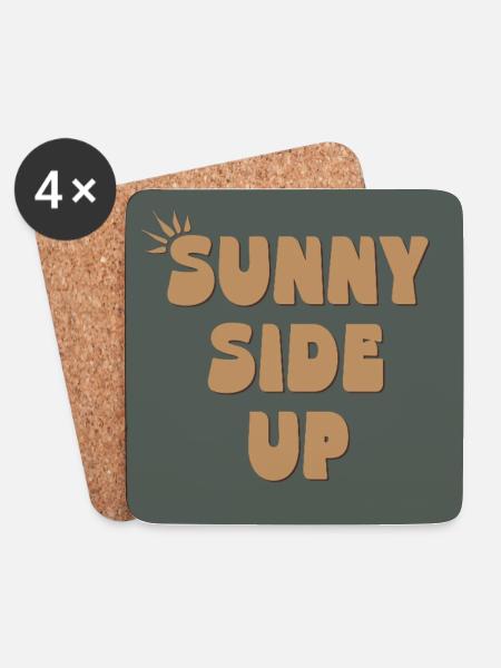 Sunny Side Up – Stay Bright & Positive - Untersetzer (4er-Set) - Weiß