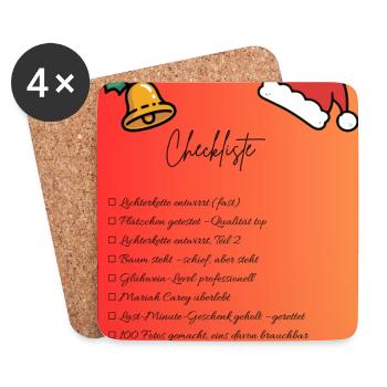 Weihnachts Checkliste Design - Untersetzer (4er-Set) - Weiß - Vorne
