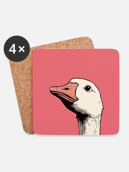 Judgmental Goose Illustration – Funny Animal Art D - Untersetzer (4er-Set) - Weiß