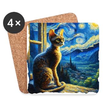 Devon Rex Starry Night - Untersetzer (4er-Set) - Weiß - Vorne