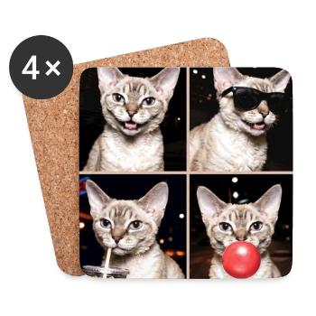 Katzen Devon Rex Katze - Untersetzer (4er-Set) - Weiß - Vorne