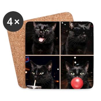 Katzen schwarze Katze - Untersetzer (4er-Set) - Weiß - Vorne