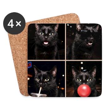 Katzen schwarze Katze - Untersetzer (4er-Set) - Weiß - Vorne