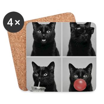 Katzen schwarze Katze - Untersetzer (4er-Set) - Weiß - Vorne