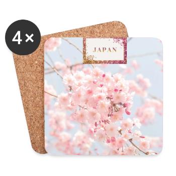 Japanische Sakura - Untersetzer (4er-Set) - Weiß - Vorne