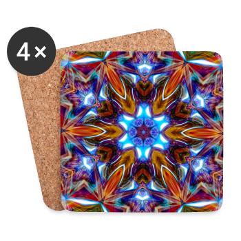 Bunter kaleidoskopische Mandala - Untersetzer (4er-Set) - Weiß - Vorne