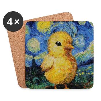 Kücken Huhn Hahn Van Gogh Style Starry  - Untersetzer (4er-Set) - Weiß - Vorne