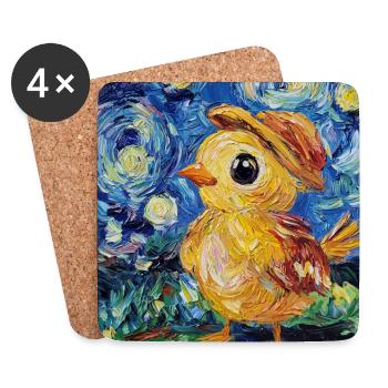 Kücken Huhn Hahn Van Gogh Style Starry  - Untersetzer (4er-Set) - Weiß - Vorne