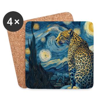 Leopard Van Gogh - Untersetzer (4er-Set) - Weiß - Vorne