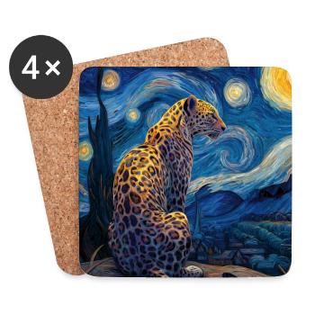 Leopard Van Gogh - Untersetzer (4er-Set) - Weiß - Vorne