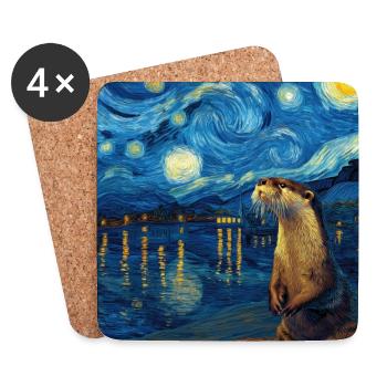 Otter Van Gogh - Untersetzer (4er-Set) - Weiß - Vorne