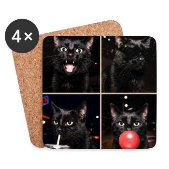 Katzen schwarze Katze - Untersetzer (4er-Set) - Weiß - Vorne