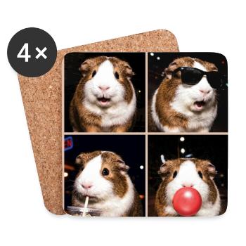 Meerschweinchen Meerschwein - Untersetzer (4er-Set) - Weiß - Vorne