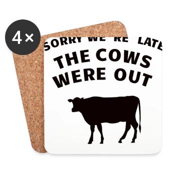 COW / FARMING: The Cows Were Out - Coasters (set of 4) - white - Front
