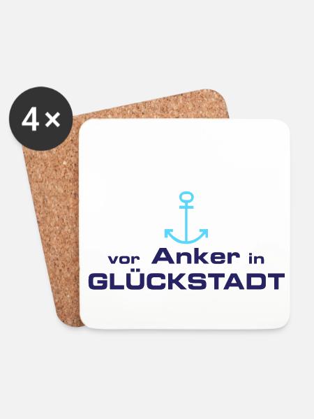 Vor Anker in Glückstadt - Untersetzer (4er-Set) - Weiß