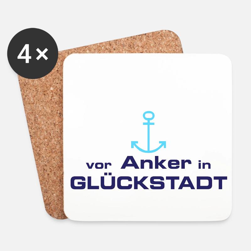 Vor Anker in Glückstadt - Untersetzer (4er-Set) - Weiß