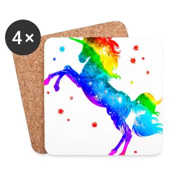 Einhorn Regenbogen Sterne, unicorn rainbow stars - Coasters (set of 4) - white - Front
