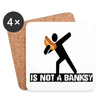 hot dog banksy - Coasters (set of 4) - white - Front