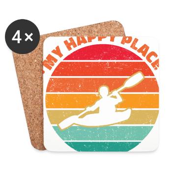 My Happy Place Rowing Canoe Kayaking Rower Paddle - Untersetzer (4er-Set) - Weiß - Vorne