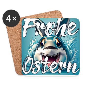 Osterei OsterHAI Wortspiel witzig - Untersetzer (4er-Set) - Weiß - Vorne