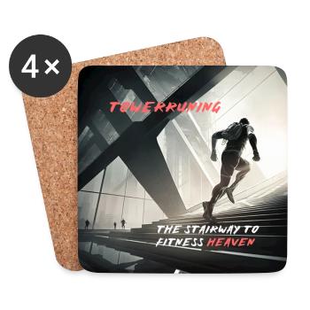 Towerrunning, Treppensteigen Workout - Fitnessparadies - Untersetzer (4er-Set) - Weiß - Vorne
