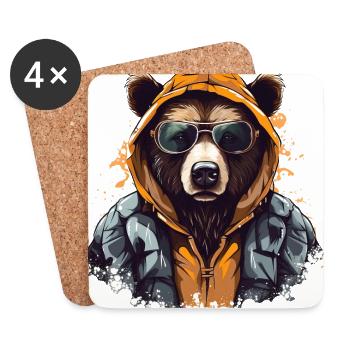 Street style bear | Bear Lovers - Coasters (set of 4) - white - Front