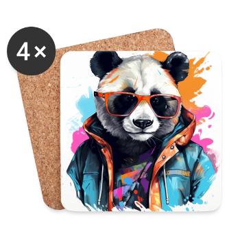 Rogue Panda. Graffiti-style design. - Coasters (set of 4) - white - Front
