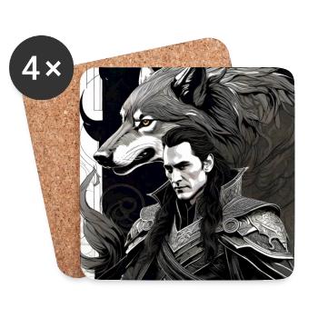 Loki mit Fenris Wolf Asgard Ragnarok - Untersetzer (4er-Set) - Weiß - Vorne