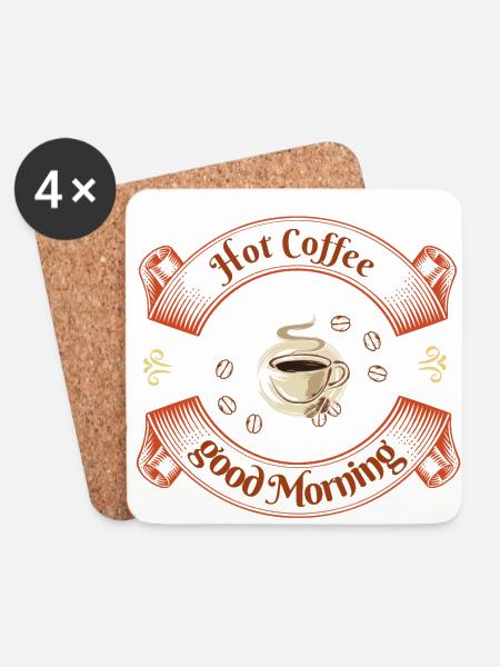 Hot Coffee Good Morning - Untersetzer (4er-Set) - Weiß