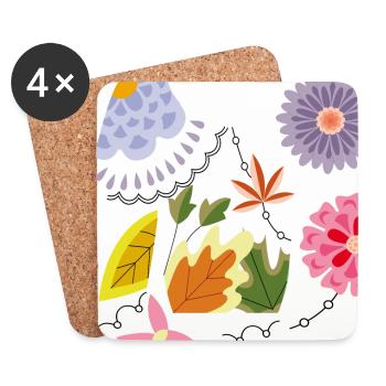 Flowers Fantasy - Coasters (set of 4) - white - Front