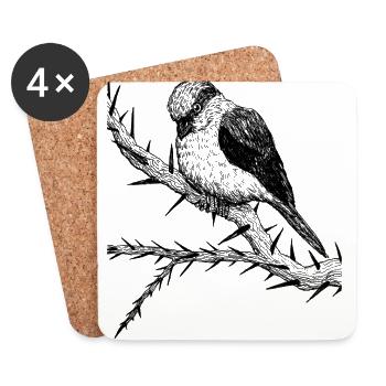 Aggro Bird - Great Grey Shrike - Coasters (set of 4) - white - Front