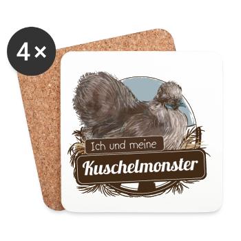 Ich und meine Kuschelmonster - Untersetzer (4er-Set) - Weiß - Vorne