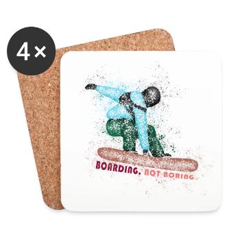 Boarding nicht langweilig - Snowboarden - Untersetzer (4er-Set) - Weiß - Vorne