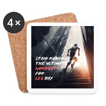 Towerrunning, Stairclimbing Elite Workout -Leg Day - Untersetzer (4er-Set) - Weiß - Vorne