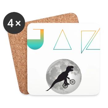 JAN - Schöner Jungen Name mit Dinosaurier - Untersetzer (4er-Set) - Weiß - Vorne